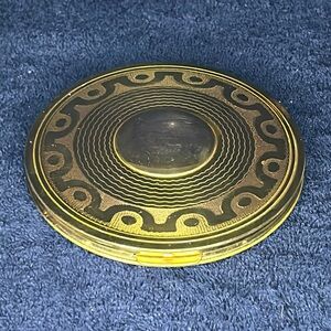 REX Fifth Avenue make-up Compact. Large vintage brass with original applicators